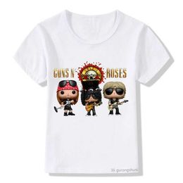 Camisetas para niños estampado estampado banda rock pistola camiseta camiseta en mangas en las mangas cortas de verano