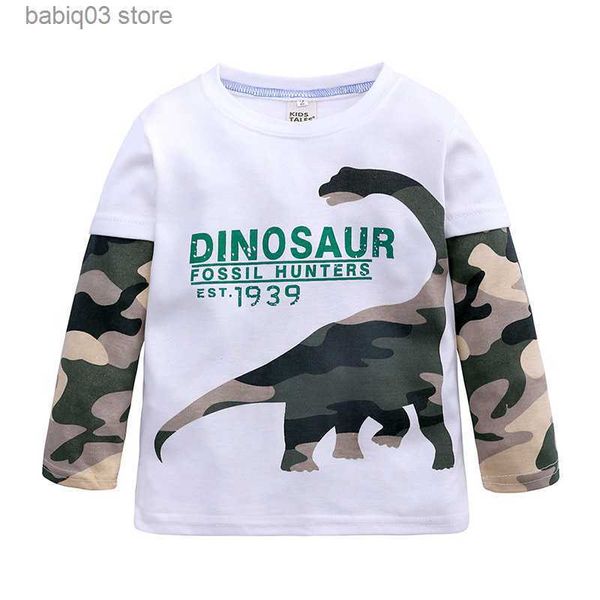 Camisetas Ropa para niños nuevos hombres y mujeres dinosaurio de camuflaje de manga larga camiseta inferior para niños camiseta para niños T230720