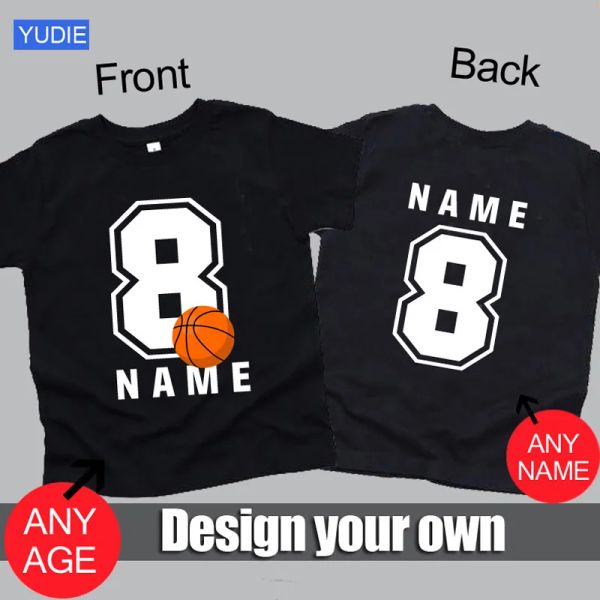 T-shirts Enfants T-shirt Nom personnalisé T-shirts Basketball Kids Tees Baby Birthday Tshirt votre propre design Boy Girls Vêtements numéro 8T