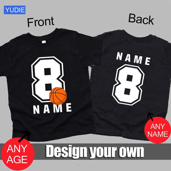 T-shirts Enfants T-shirt Nom personnalisé T-shirts Basketball Enfants Tees Baby Birthday Tshirt votre propre design Boy Girls Vêtements numéro 8T T230209