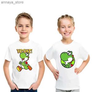 T-shirts Childrens Clothing Boy/Girl T-Shirt Super Crushed Brother Yoshi Cartoon Gedrukte Kindergraven Grappige T-shirt Zomer Casual Baby Top T-Shirt HKP5444L2405