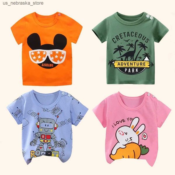 T-shirts Vêtements pour enfants t-shirts Vêtements pour enfants garçons et filles Carton d'été Top Clothing à manches 100% Coton Pure Cotton Baby Clothing Q240418