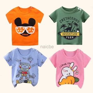 T-shirts Childrens kleding T-shirt Kinderkleding jongens meisjes zomercartoon tops korte mouw kleding 100% katoenen babykleding 240410