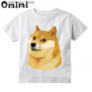 T-shirts Childrens Dog Deus God Dog/Shiba Inu Design T-Shirt Great Casual Short Sleeved Top voor jongens en meisjes Childrens Fun T-shirt Q240418