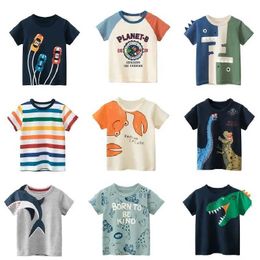 Camisetas Camiseta de manga corta para niños Versión coreana Camiseta de algodón de algodón para niños 2-9 años Ciudad de dibujo de verano D240525