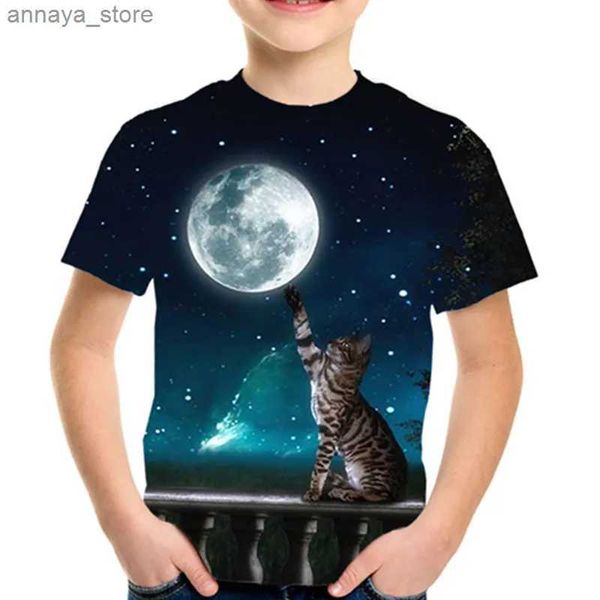 T-shirts Childrens Space Galaxy Harajuku 3d T-shirt garçons et filles animaux chat Moon Star Fish Term Sun Print T-shirt Childrens T-shirt mignon 4-12yl2405