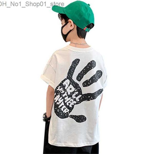 T-shirts T-shirt pour enfants pour garçons été nouveautés modèle de mode coréenne adolescent coton Art t-shirts hauts à manches courtes vêtements décontractés Q240218