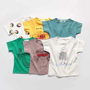 T-shirts t-shirts pour enfants xxx garçons et filles vêtements coton coton à manches à manches imprimées de vêtements pour bébé préscolaire 2021 Été topl2405