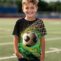 T-shirts CHILREN Clothes Girls 10 à 14 ans Jersey Boy de football porte des tops imprimés de football pour les enfants coréens nouveaux en t-shirt d'été 240410