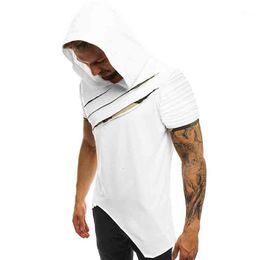 T shirts kleding Mode Onregelmatige Rip Off t-shirt Mannen Zomer Capuchon Sling Korte mouwen Tee Mannelijke T-shirt Slim Tops Camisa Masculina1