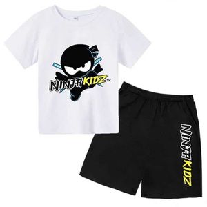 T-shirts kledingsets zomer korte mouwen ronde nek t-shirt+shorts set ninja childrens print jongens en meisjes katoen ademende casual slijtage wx5.273zeg