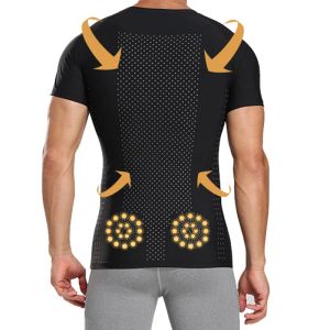 T-shirts Compressie T-shirt Men V Hek Body Shapers Tailletrainer Posture Corrector Buikbesturing Slanke T-shirt Shapewear Tops