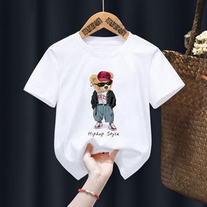 T-shirts Cool Zonnebril Beer Print kinderen T-shirt Zomer Korte Mouw Kinderen T-shirt Cartoon Harajuku T-shirt Meisje Jongen T-shirt tops 230707