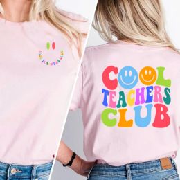 T-shirts Cool Teachers Club Tshirt Femmes Coton Été À Manches Courtes Enseignant Vie T-shirt Enseigner Petit Humain T-shirt Rétro Casual Tops