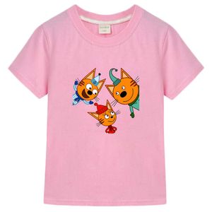 T-shirts katoen Kid-e-katten shirt kinderen cartoon print t-shirt drie kitten Russische babymeisje T-shirt zomer kinderen tops jongenskleding T230209