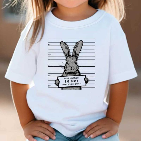 T-shirts Criminal Rabbit Fashion Trend Kid T-shirts Bad Bunny Crime voler des carottes Imprimé à manches courtes