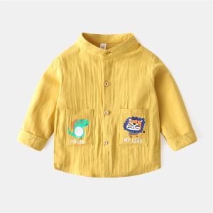 T-shirts csual mignon dessin animé garçons chemises madarin collier qualité mode enfants tops tenue