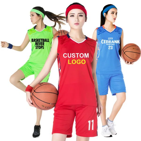 T-shirts personnalisés 100% polyester bon marché Girls Basketball Jerseys Professional Femme Basketball Uniforms Basking Female Basketball Shirts