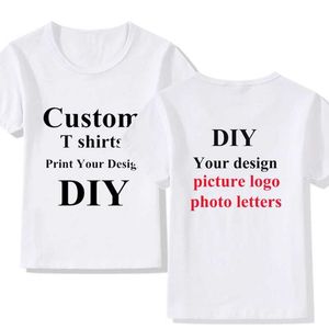 T-shirts Aangepaste chirdren T-shirt DIY Druk je ontwerp Boys/Girls Diy T-Shirt bovenaan en achterkant Diy Printing Contact Verkoper Frisbeel2405