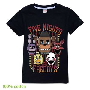T-shirts T-shirt de garçons mignons 2024 cinq nuits à Freddys Cartoon Imprimez bébé filles mode d'été Coton Cotton Tops Tee Costume T240509