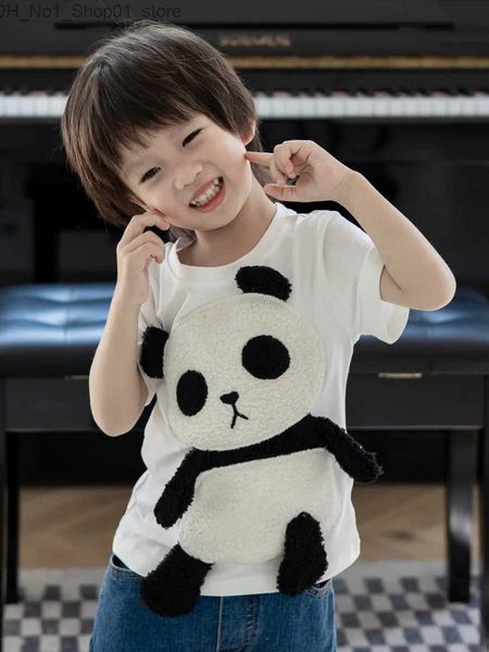 Camisetas Cute Cartoon 3D Little Panda Camiseta de manga corta para niños y niñas Baby Top Summer Q240218