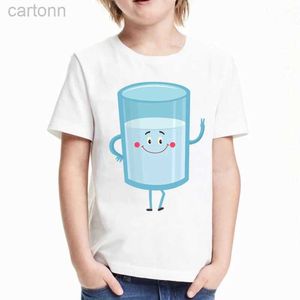 T-shirts mignon drôle bouteille de lait t-shirt fille kawaii dessin animé tasse de lait t-shirt filles hauts enfants vêtements garçons t-shirts enfants t-shirts ldd240314