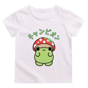 T-shirts mignons portant des champignons chemises imprimées grenouille tshirts courts pour les filles à manches courtes 100% coton t-shirt garçons