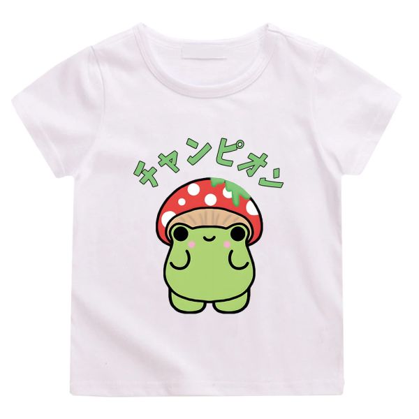 T-shirts mignons portant des champignons chemises imprimées grenouille tshirts courts pour les filles à manches courtes 100% coton t-shirt garçons