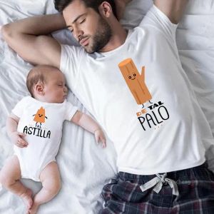T-shirts de tal palo tal astilla print grappige familie matching shirts cotton daddy en ik kinderen outfits baby rompers look vaderdag cadeaus