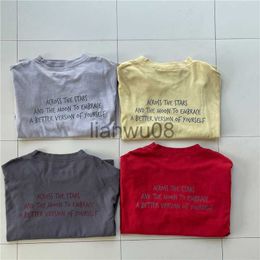 T-shirts cerf jonmi 2023 Printemps Nouveau Style Coréen Enfants Lâche Casual T-shirts Lettres Imprimé Unisexe Enfants À Manches Longues Pulls Tops x0719