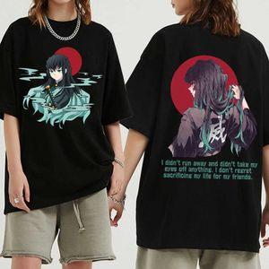 T-Shirts Demon Killer Muichiro Tokito Anime T-shirt Mode Harajuku Hip Hop Haut à manches courtes pour hommes P230601