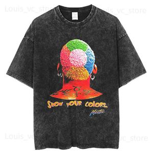 T-shirts Dennis Rodman Grafische gewassen T-shirt Men Hip Hop Streetwear Zomer Korte mouw O-Neck 2023 Haruku Heren Fashion T-stukken T230831