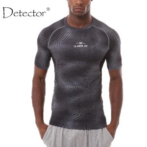 Camisetas Detector Men Sport Fitness Bodybuilding Gym Tshirt Men Compression Tercos que corren Baloncesto Crossfit debajo de TOE Tops