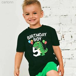 T-shirts Dinosaure Numéro D'anniversaire Chemise Imprimée Enfants 2-8 Fête D'anniversaire T-Shirt Garçon Chemise Dino Thème Hauts Vêtements Enfant T-shirts À Manches Courtes ldd240314