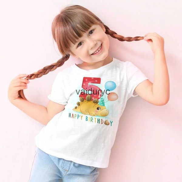 T-shirts Dinosaure Anniversaire Chemise 1-9 Anniversaire T-Shirt Sauvage Tee Filles Garçons Fête T-shirt Dino Thème Tenue Enfants Cadeaux Hauts À La Mode Clothesvaiduryc