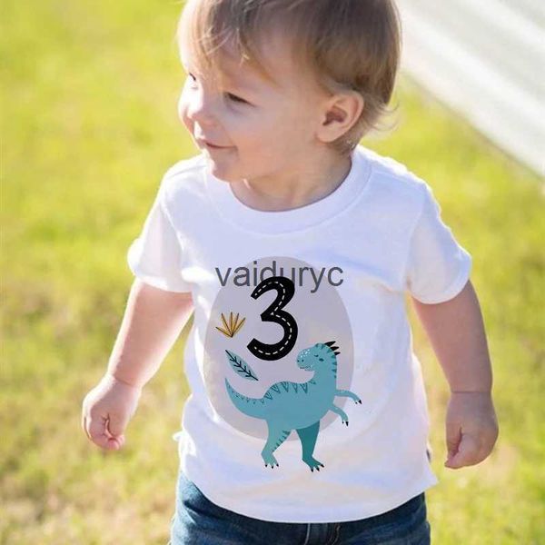 Camisetas Cumpleaños de huevo de dinosaurio Camiseta para niños de 1 a 12 años Traje de fiesta de cumpleaños de dinosaurio lindo Tops Ropa de verano para niños Camiseta gráfica Giftsvaiduryc