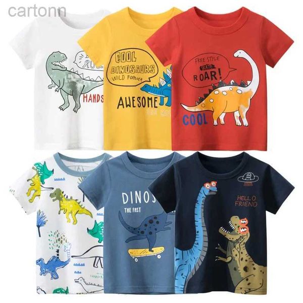 T-shirts Dinosaure T-shirts pour garçons 2024 été nouveau dessin animé hauts enfants vêtements enfants mode à manches courtes coton t-shirt ldd240314