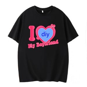 T-shirts DIY PERSONNALISÉ Imprimé Streetwear Couple Tshirt J'aime Mon Petit Ami/Petite Amie Personnaliser Image Tshirt Femmes Hommes Casual Tops