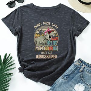 T-shirts rommelen niet met Mamasaurus dames grafische T-stukken katoen Katoen Korte Mouw Crew Neck T-shirt Tops Vrouwelijke zomerkleding
