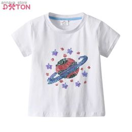 T-shirts dxton enfants galaxy paillettes t-shirts enfants manche courte o couche coton tops décontractés t-shirts