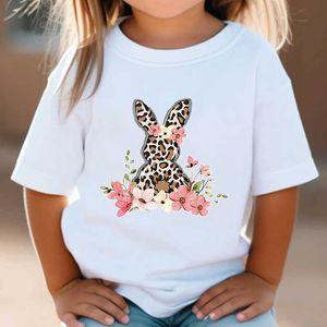 T-shirts T-shirt de lapin de Pâques Nouveaux enfants Happy Easter Party T-shirt Leopard Bunny Cavai Top of the Line T-shirt Boys and Girls Cartoon Rabbit T-shirt D240525