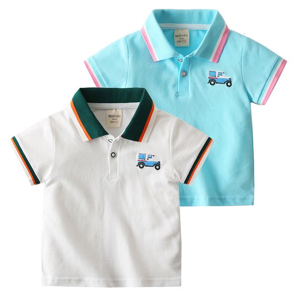 T-shirts broderie voiture garçons Polo t-shirt élégant haut pour tout-petits qualité mode t-shirt coton été enfants chemise enfants vêtements 230411