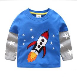 T-shirts mode nieuwe lente herfst kinderen kleding jongens t-shirt 100% katoenen auto's lange mouw kinderen t-shirts jongen casual schattige t-shirt 210y