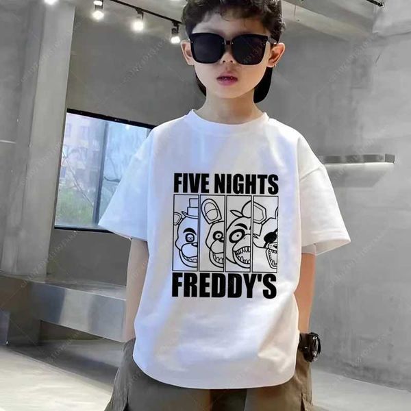 T-shirts cinq nuits à Freddys T-shirts numéro pour enfants d'anniversaire de fête d'anniversaire tops FNAF Vêtements enfants purs coton garçons filles vêtements Tee Y240521