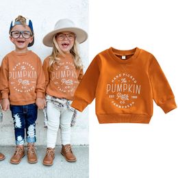 T-shirts FOCUSNORM 0-6Y Halloween Enfants Filles Garçons Sweat T-shirts Citrouille Lettre Impression À Manches Longues Pull Outwear 230203