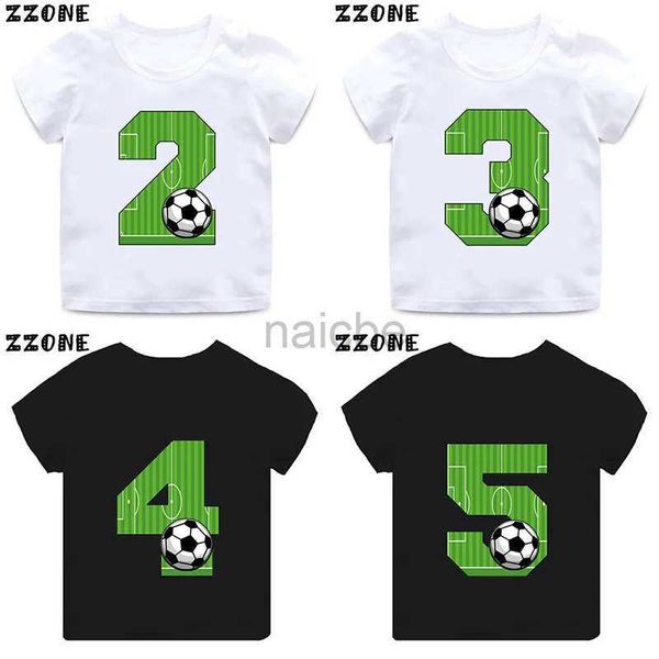 T-shirts Numéro de football Imprimé Bow Funny Boys Vêtements 1 2 3 4 5 6 7 8 9 ans Anniversaire Soccer Cartoon Kids T-shirt Baby Girls T-shirts 240410