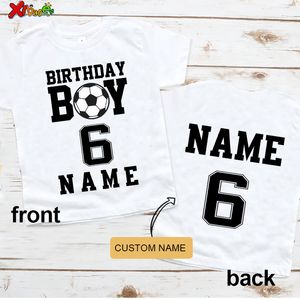 Camisetas Camiseta de fútbol para niños, niños, camisetas de cumpleaños de fútbol, camisetas con nombre personalizado, camisetas de baloncesto para niños, 6. ° cumpleaños, camiseta blanca, ropa para niñas 230422