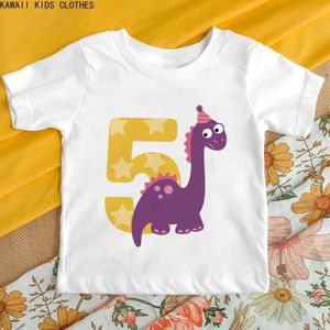 T-shirts grappige dinosaurus nummer kinderkleding verjaardag cadeau t-shirt kleding meisjes jongens t shirts esthetisch kinderen feest t-shirt tops y240521