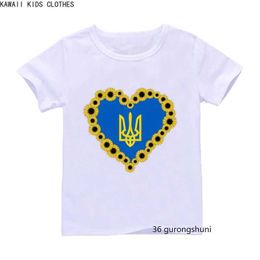 T-shirts drôle d'amour Ukraine T-shirt Ukrainian Sunflower Art T-shirt Harajuku Kids Tshirt Little Boys Filles Unisexe T-shirt à manches courtes Y240521