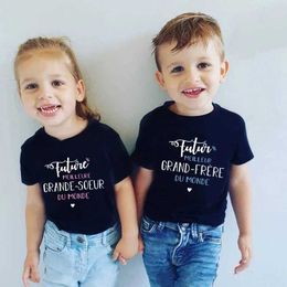 Camisetas Future Big Brother/Hermana en el mundo Camisetas para niños Anuncio de bebé Embarazo Camiseta de niños Summer Biños Ropa de ropa T240513